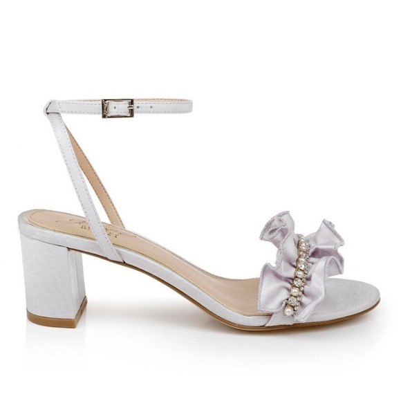 Jewel Badgley Mischka Lilac Desirie Ruffle Block Heel Sandal - Picture 2 of 8